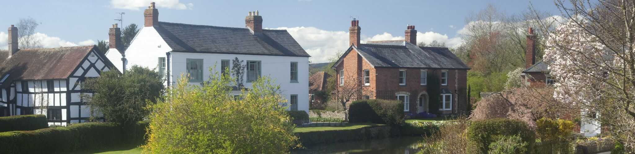 Eardisland village, showing one of its typical black and white houses. Photo: Huw