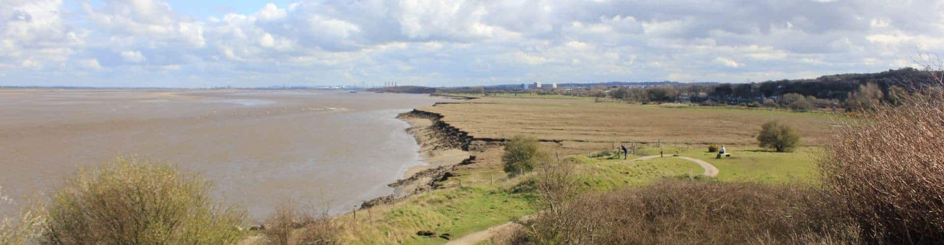 The view south-east towards the Wales Coast Path and Flintshire coast from Bagillt Cob. In the far distance can be seen the three tower blocks of Flint: Photo: Jeff Buck