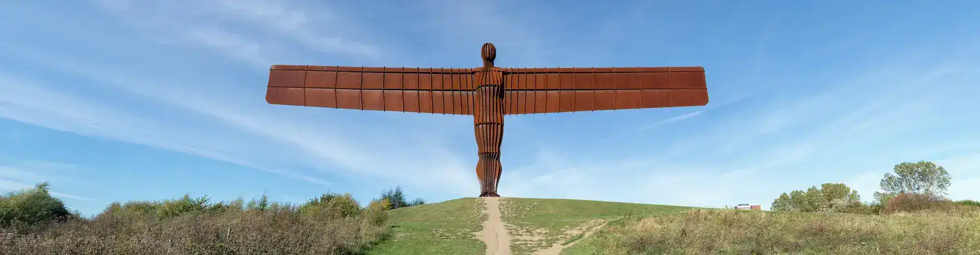 The Angel of the North, from the bottom of the hill looking up at the Angel. Photo: Picnicin