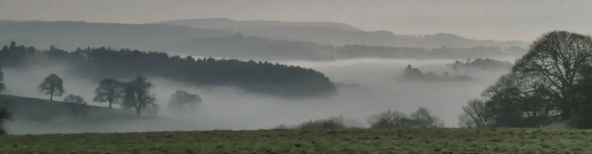 Cold foggy spring morning. View from Hares Lane, Cheadle Staffordshire Moorlands. Photo: General Views