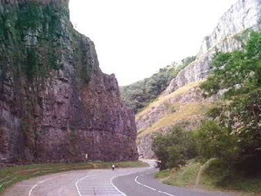 The road running through Cheddar Gorge
