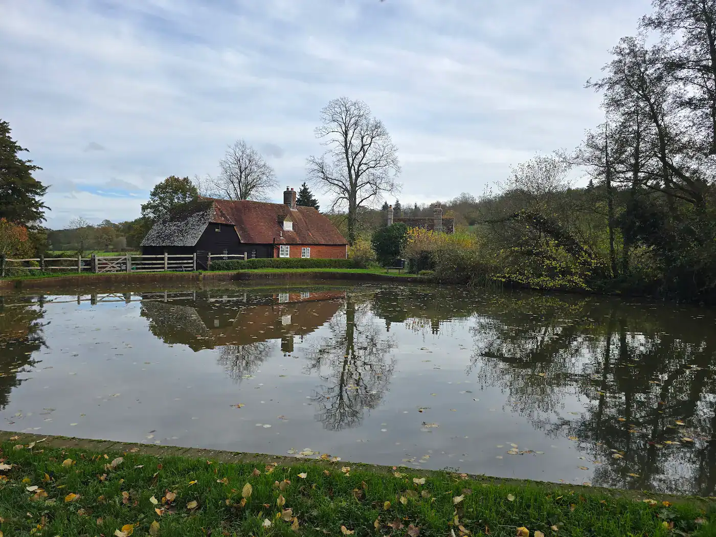 The picturesque pond at the corner of the Batemans estate